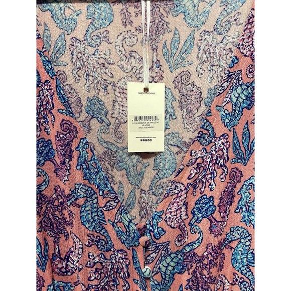 Simply Southern Women's Casual Romper Beach Seahorse Pink Blue Size XL NWT - Picture 2 of 9